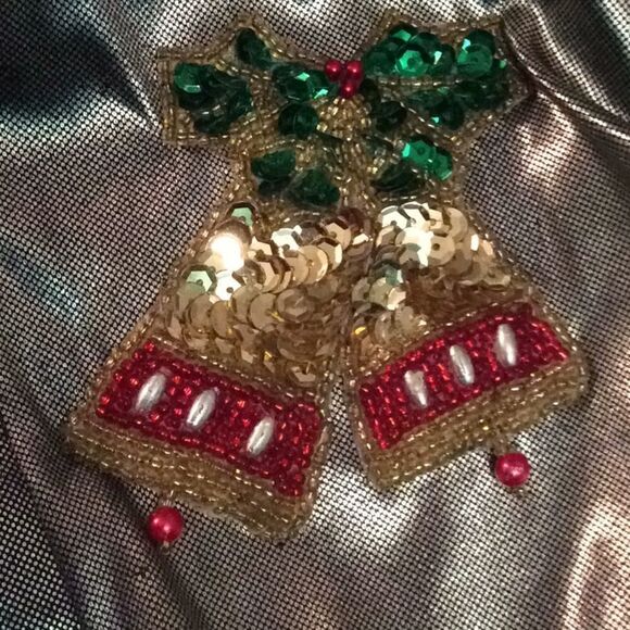 🎄 VTG 80s‎ liquid gold  jacket/beaded bells 🎅🏻 - Picture 8 of 8